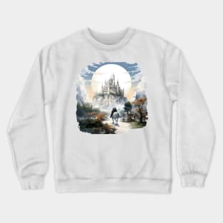 The White One Arrives at the Tower of Guard - Fantasy Crewneck Sweatshirt